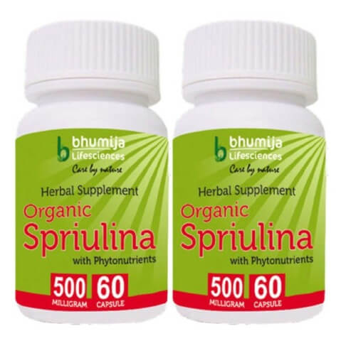 Bhumija Organic Spirulina (Pack of 2), 60 capsules Bhumija Organic Spirulina (Pack of 2), 60 capsules