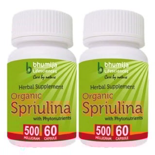 Bhumija Organic Spirulina (Pack of 2), 60 capsules