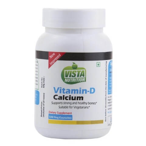 Vista Nutrition Vitamin-D & Calcium, Unflavoured 180 capsules Vista Nutrition Vitamin-D & Calcium, Unflavoured 180 capsules