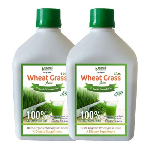 Bhumija Wheat Grass Juice - Pack of 2, Sugar Free 1 L Bhumija Wheat Grass Juice - Pack of 2, Sugar Free 1 L