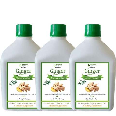 Bhumija Ginger Juice - Pack of 3, Sugar Free 1 L Bhumija Ginger Juice - Pack of 3, Sugar Free 1 L