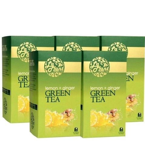 Laplant Green Tea, 25 Piece(s)/Pack Lemon & Ginger - Pack of 5 Laplant Green Tea, 25 Piece(s)/Pack Lemon & Ginger - Pack of 5
