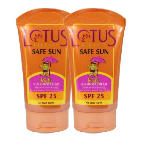 Lotus Herbals Kids Safe Sun Block Cream, 100 g for All Skin - Pack of 2 Lotus Herbals Kids Safe Sun Block Cream, 100 g for All Skin - Pack of 2