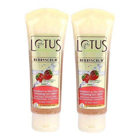Lotus Herbals Berryscrub Face Wash, 120 g Strawberry & Aloevera - Pack of 2 Lotus Herbals Berryscrub Face Wash, 120 g Strawberry & Aloevera - Pack of 2