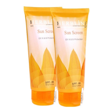 Herbline Sun Screen Lotion SPF 40 - Pack of 2, 100 ml UV A & B Protection Herbline Sun Screen Lotion SPF 40 - Pack of 2, 100 ml UV A & B Protection