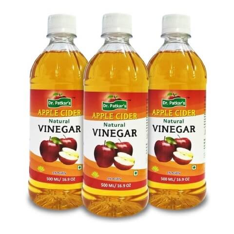 Dr. Patkar's Natural Apple Cider Vinegar (refined) Pack of 3, 0.5 L Unflavoured Dr. Patkar's Natural Apple Cider Vinegar (refined) Pack of 3, 0.5 L Unflavoured