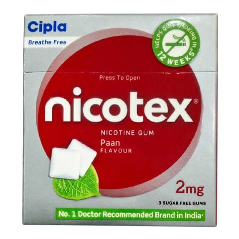 Cipla Nicotex Nicotine Gum (2 mg),  Paan  9 gummies 