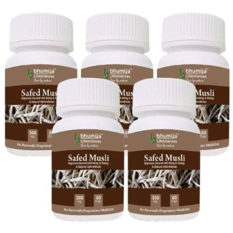 Bhumija Safed Musli - Pack of 5, 60 capsules Bhumija Safed Musli - Pack of 5, 60 capsules