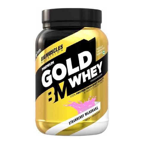 1 - Big Muscles Premium Gold Whey, 2.2 lb Strawberry Milkshake