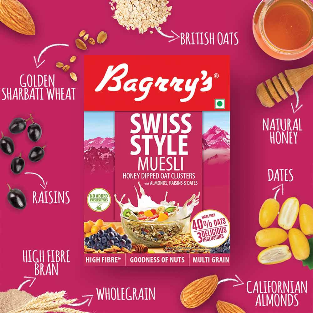 2 - Bagrrys Swiss Style Muesli,  500 g  Unflavoured 