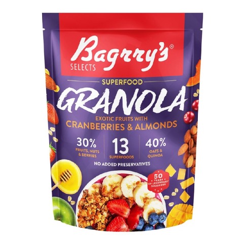 1 - Bagrrys Granola,  Exotic Fruits with Cranberries & Almonds  400 g 