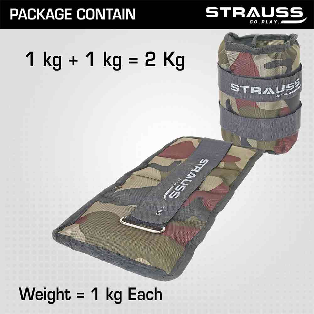 3 - Strauss Ankle Weight (Pair),  Camouflage  1 kg 