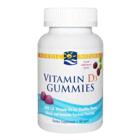 Nordic Naturals Vitamin D3 Gummies Wild Berry 1000 IU,  60 gummies 
