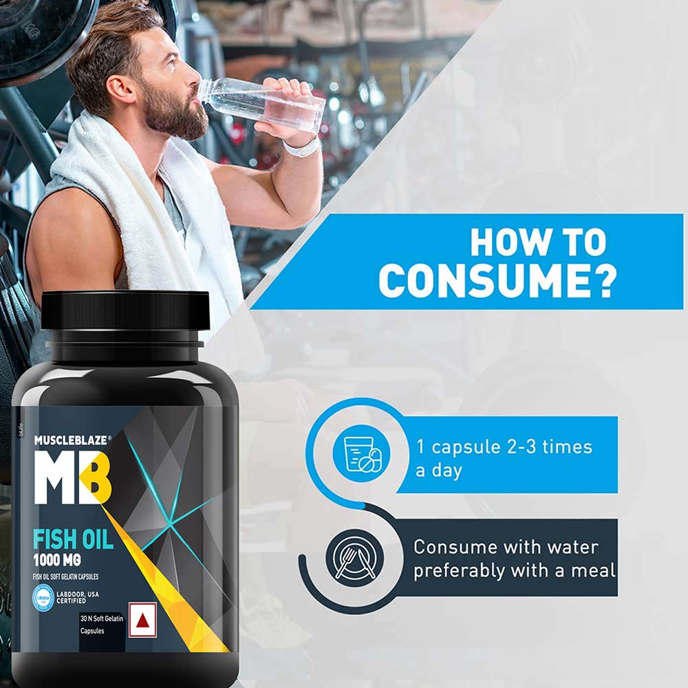 9 - MuscleBlaze Fish Oil (1000 mg) OP,  30 capsules 