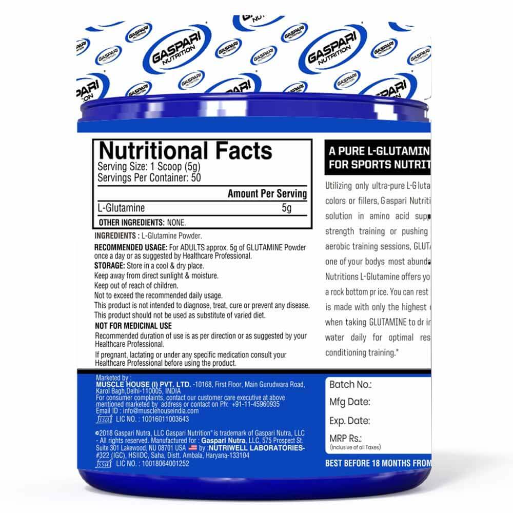 supplementinfo - Gaspari Nutrition Glutamine,  0.55 lb  Unflavoured 