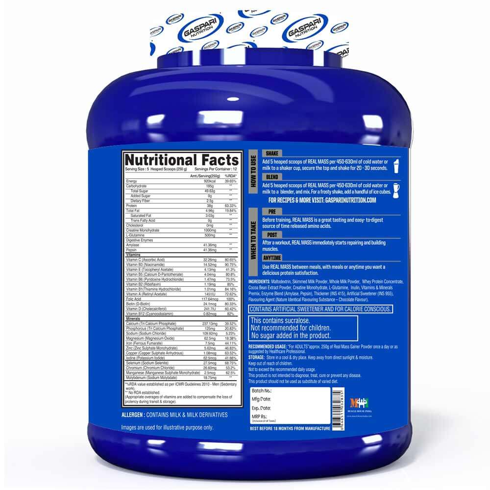 supplementinfo - Gaspari Nutrition Real Mass Advanced,  6.6 lb  Chocolate Ice Cream 