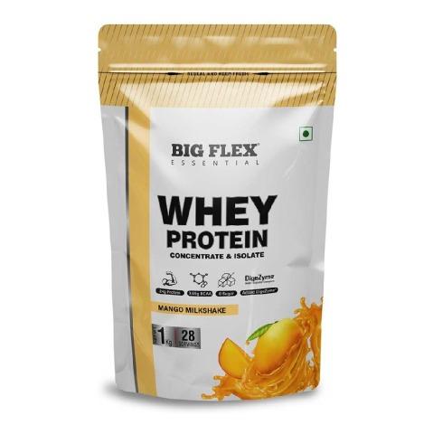 1 - Big Flex Essential Whey Protein Concentrate & Isolate,  2.2 lb  Mango Milkshake 
