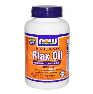 Now High Lignan Flax Oil (1000 mg), 120 softgels
