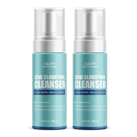 1 - Azani Active Care Acne Clarifying Cleanser,  100 ml  with Salicylic Acid 1% + Glycolic Acid 0.5% (Pack of 2) 