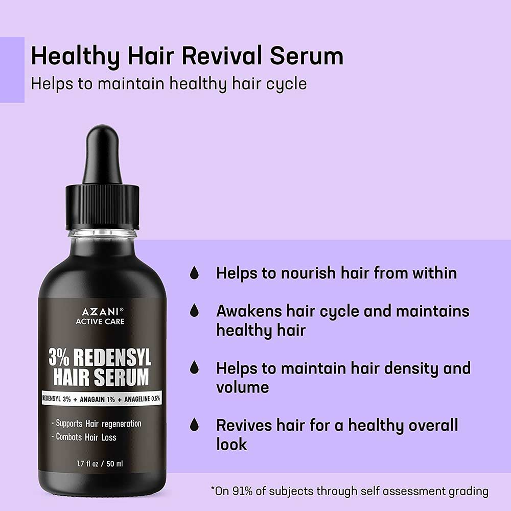 2 - Azani Active Care 3% Redensyl Hair Serum,  50 ml  for All Hair Types (Pack of 2) 