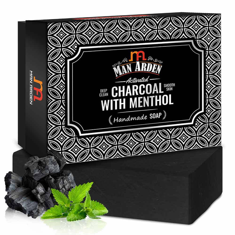 1 - Man Arden Activated Charcoal with Menthol Handmade Soap,  125 g  Deep Clean & Smooth Skin 