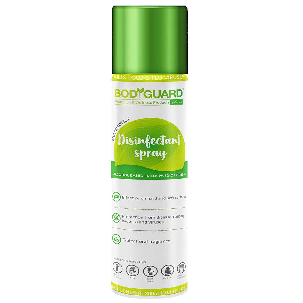 1 - BodyGuard Multiprotect Disinfectant Spray,  Fruity Floral  300 ml  Kills 99.9% of Germs 