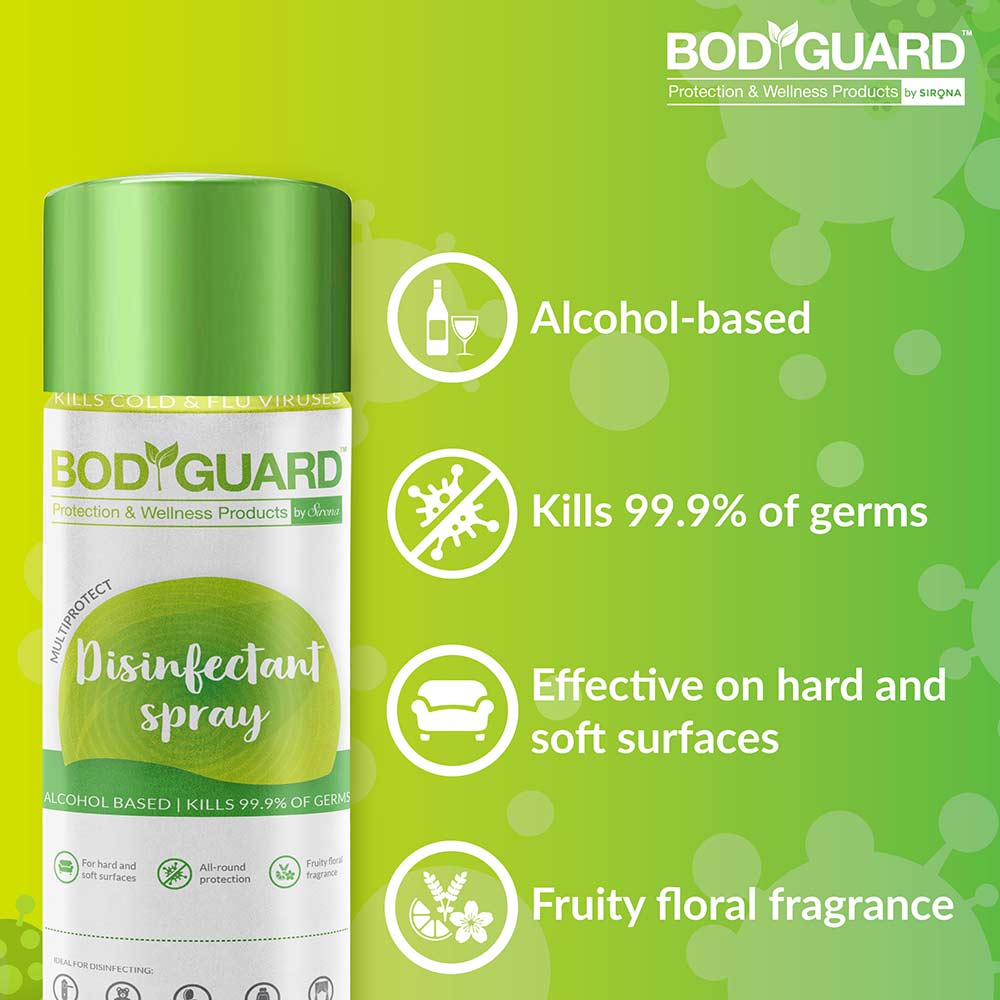 2 - BodyGuard Multiprotect Disinfectant Spray,  Fruity Floral  500 ml  Kills 99.9% of Germs 