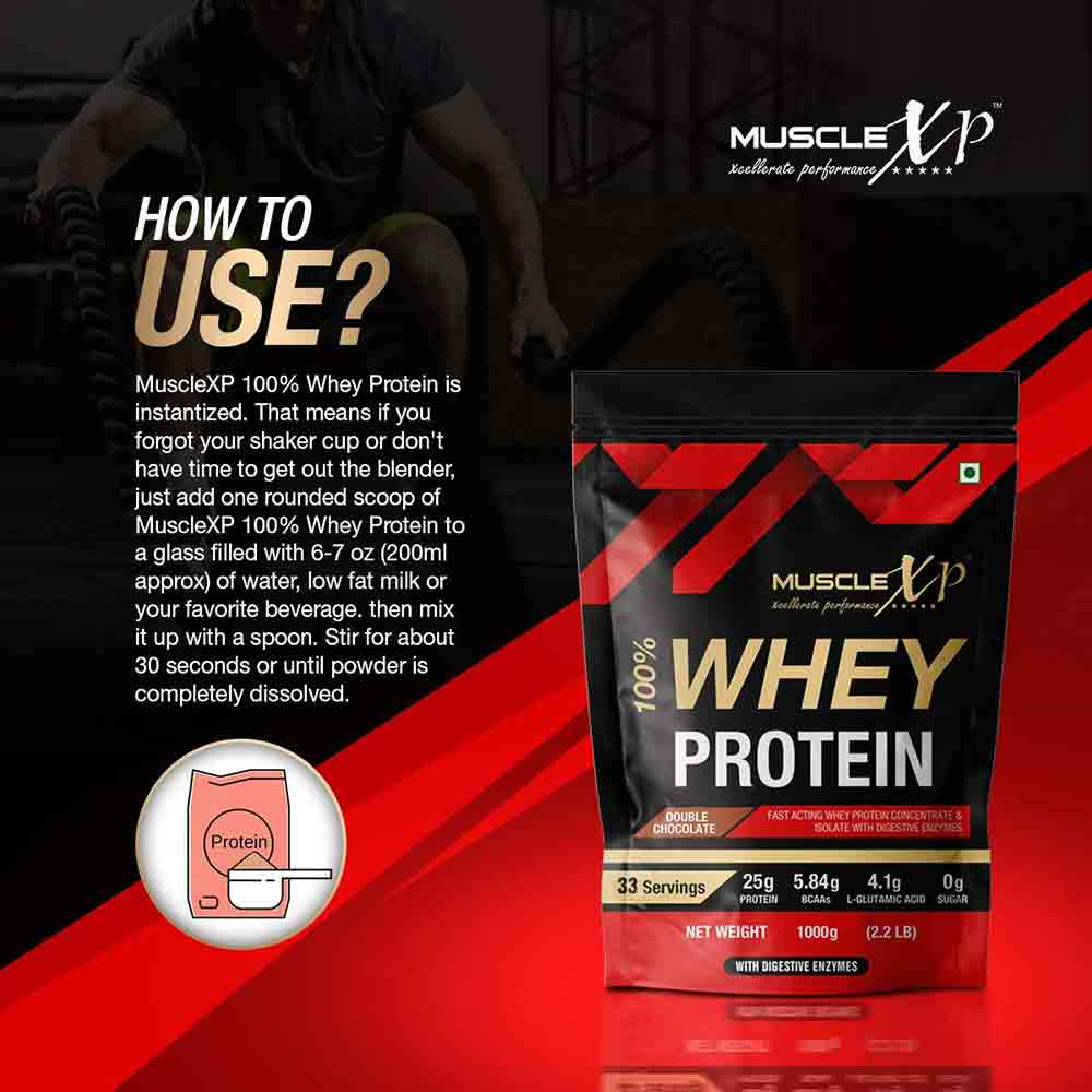 6 - MuscleXP 100% Whey Protein with Digestive Enzyme,  2.2 lb  Double Chocolate Pack of 2 
