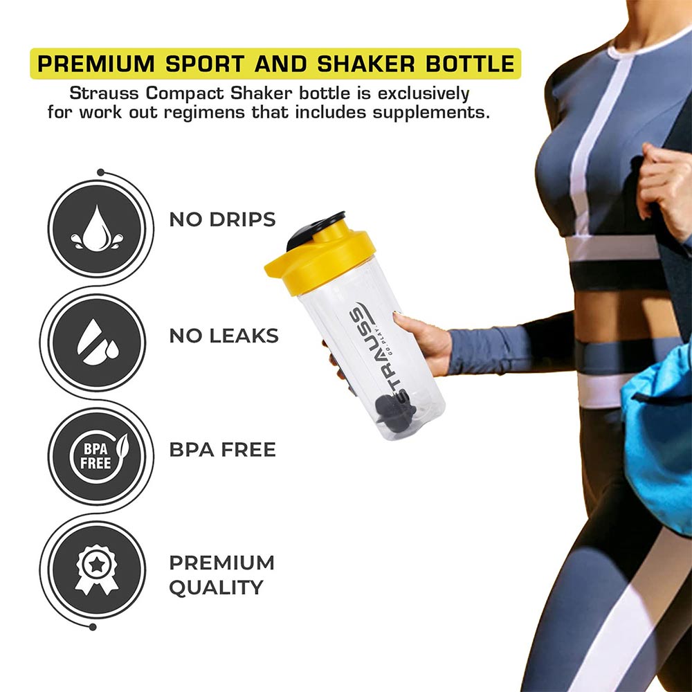 2 - Strauss Energy Shaker Bottle,  Yellow & White Shade  700 ml 
