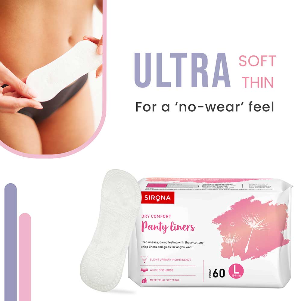 3 - Sirona Ultra-Thin Premium Panty Liners,  60 Piece(s)/Pack  Regular Flow (Large) 