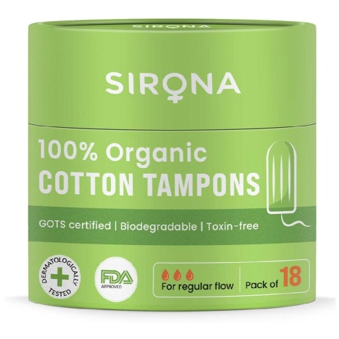 1 - Sirona 100% Organic Cotton Tampons,  18 Piece(s)/Pack  for Regular Flow 