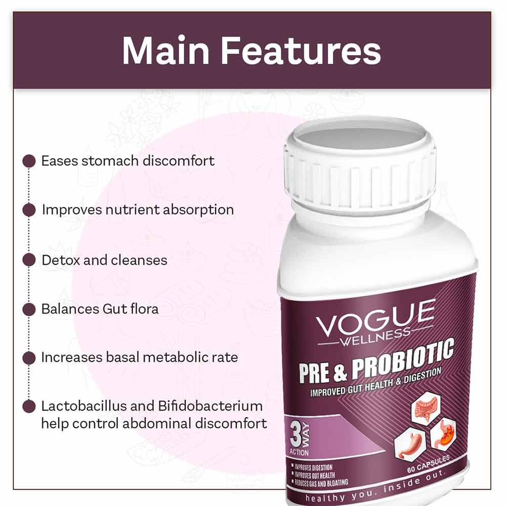 4 - Vogue Wellness Pre & Probiotic,  60 capsules  Unflavoured (Pack of 2) 