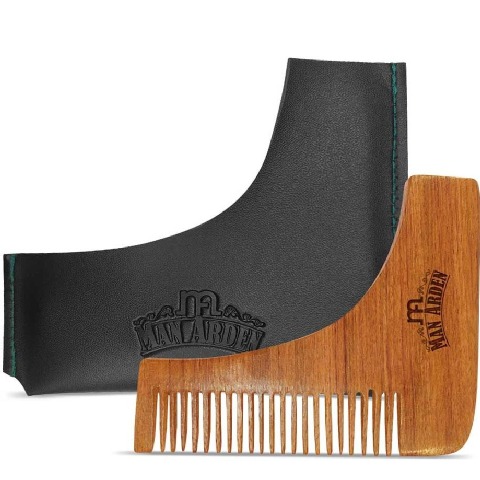 4 - Man Arden L Shaped Beard Comb with Faux Leather Pouch,  1 Piece(s)/Pack  for All Types of Beard 