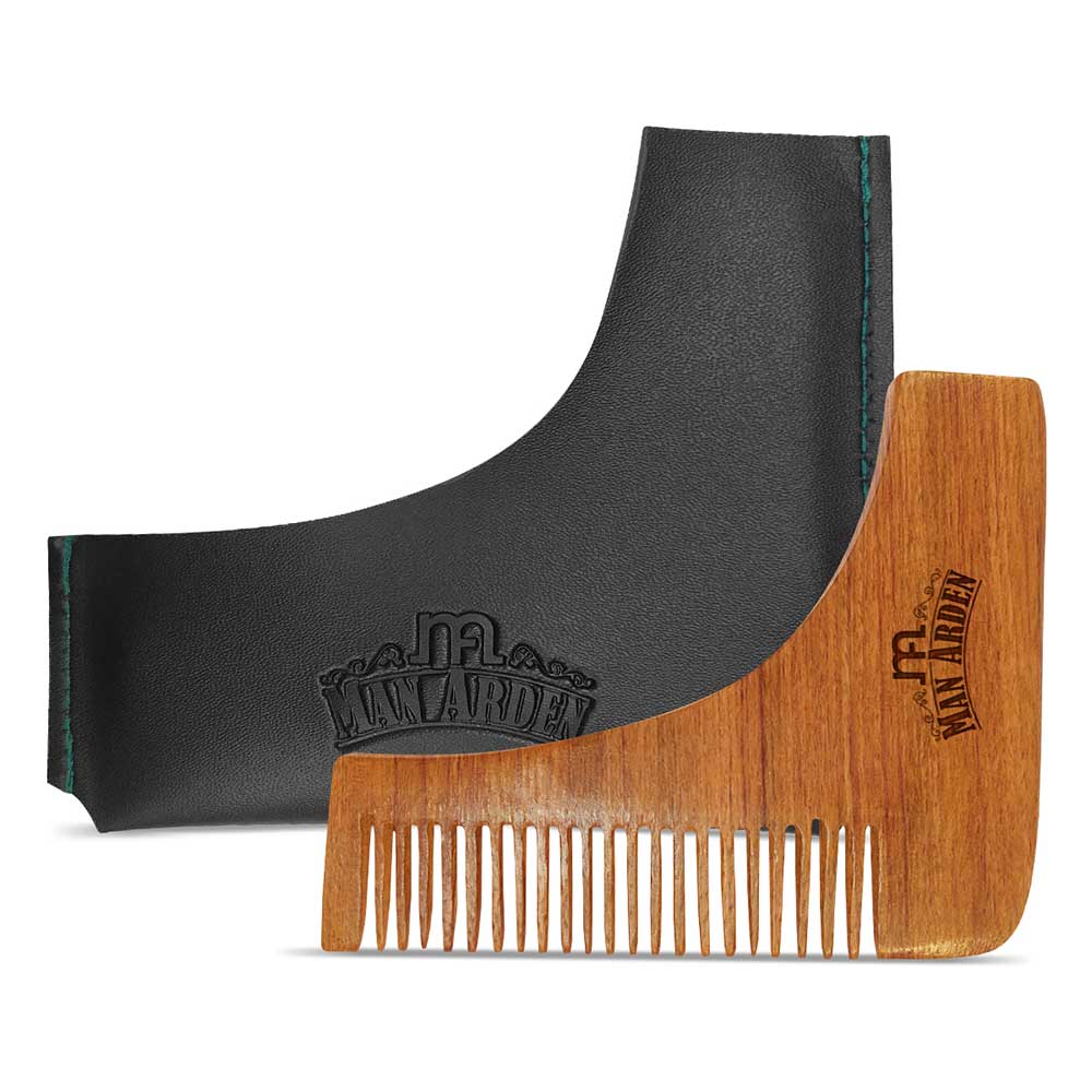 4 - Man Arden L Shaped Beard Comb with Faux Leather Pouch,  1 Piece(s)/Pack  for All Types of Beard 