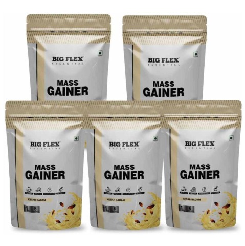 1 - Big Flex Essential Mass Gainer, 2.2 lb Kesar Badam Pack of 5