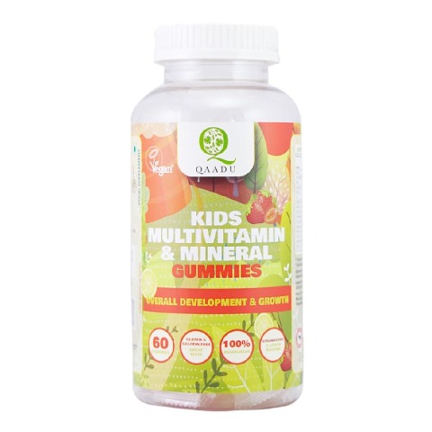 1 - Qaadu Kids Multivitamin & Minerals,  60 gummies  Strawberry & Lemon 