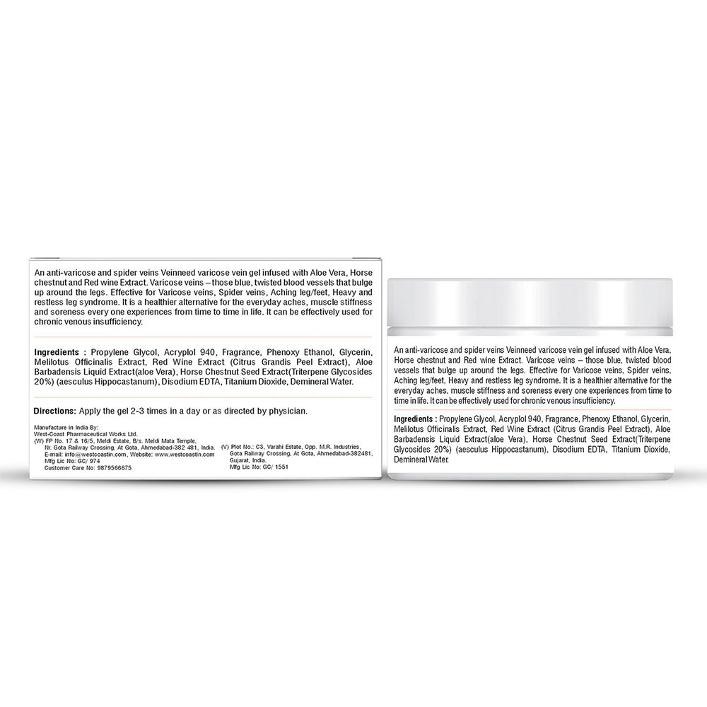 2 - West Coast Veinneed Varicose Vein Gel,  200 g  Red Wine Leaf Extract 