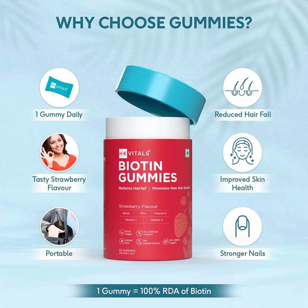 6 - HealthKart HK Vital Biotin OP,  60 gummies  Strawberry 