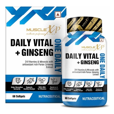 1 - MuscleXP One Daily Vital + Ginseng,  60 softgels  Unflavoured 
