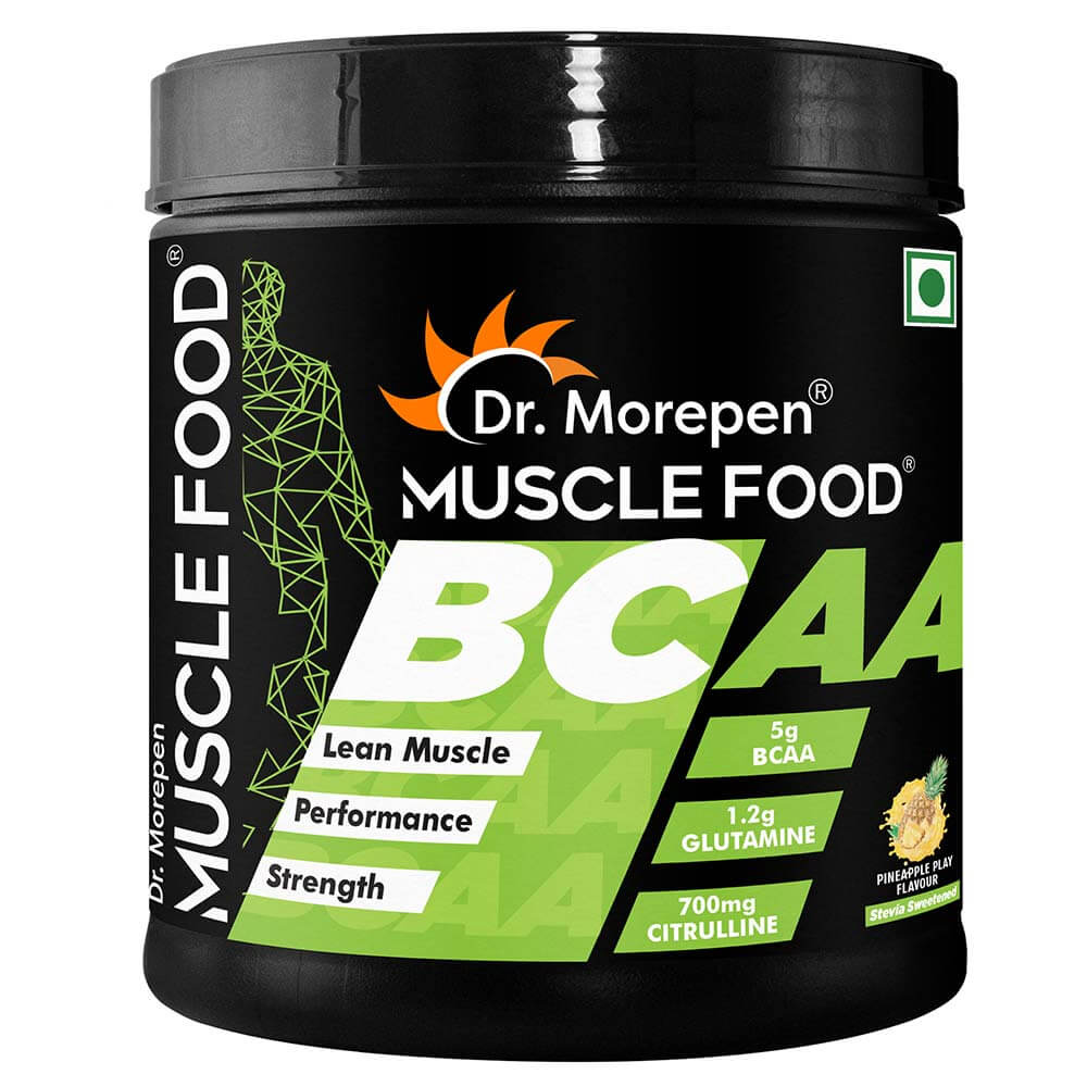 1 - Dr. Morepen Muscle Food BCAA,  0.55 lb  25 Servings  Pineapple Play 