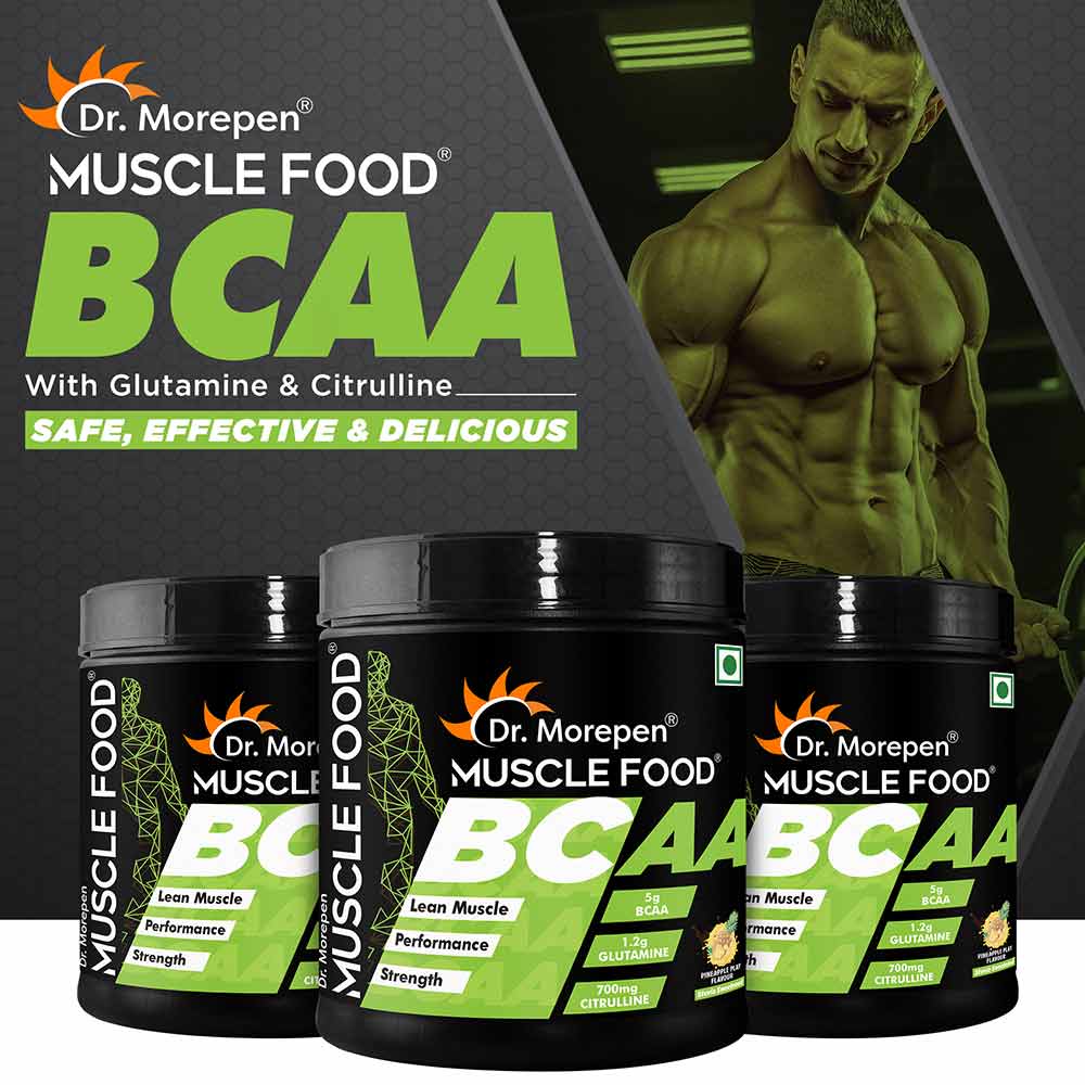 6 - Dr. Morepen Muscle Food BCAA,  0.55 lb  25 Servings  Pineapple Play 