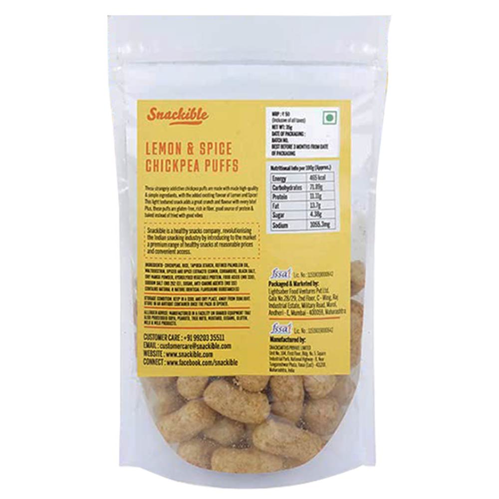 2 - Snackible Chickpea Puffs,  Lemon & Spice  35 g 