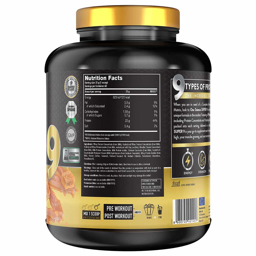3 - One Science Super 9 - Premium Advance Protein Blend,  5 lb  Butterscotch 