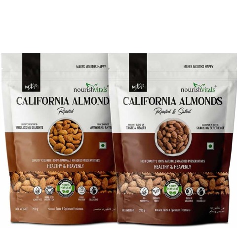 1 - NourishVitals Healthy Munching Combo, California Roasted Almonds + California Roasted & Salted Almonds 2 Piece(s)/Pack