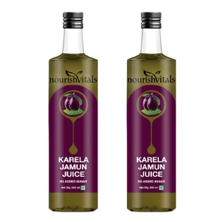 NourishVitals Karela Jamun Juice, Unflavoured (Pack of 2) 0.500 L