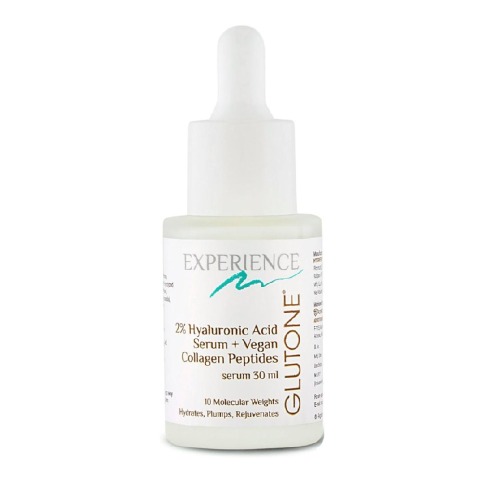 1 - Glutone 2% Hyaluronic Acid Serum + Vegan Collagen Peptides,  30 ml  Hydrates, Plumps, Rejuvenates 