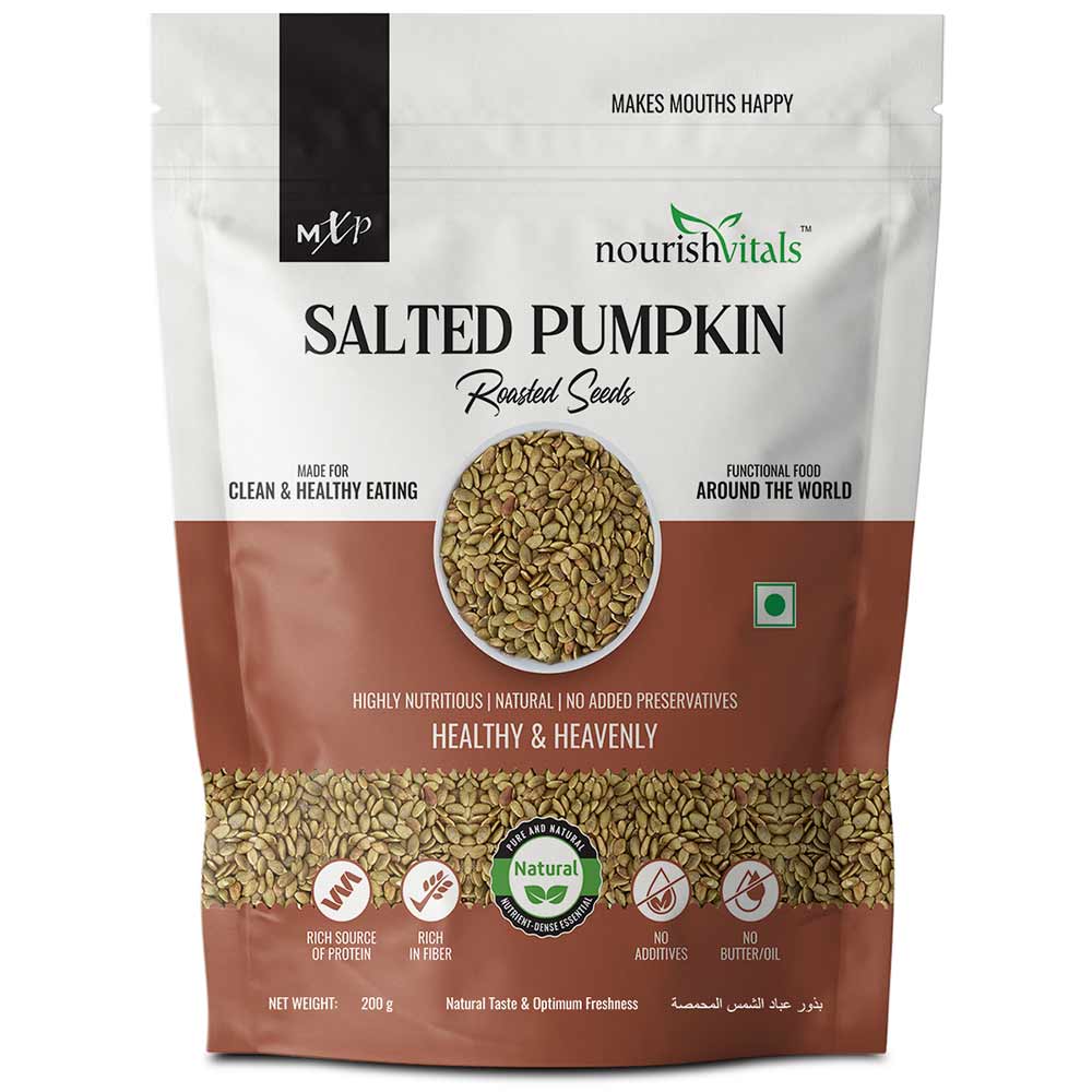 2 - NourishVitals Salted Pumpkin Roasted Seeds,  Unflavoured (Pack of 2)  200 g 
