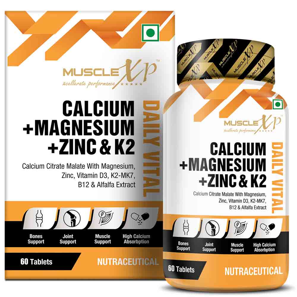 2 - MuscleXP Calcium + Magnesium + Zinc & K2,  60 tablet(s)  Unflavoured (Pack of 3) 
