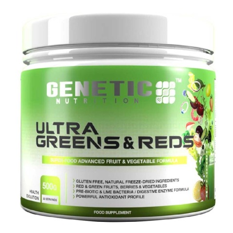 1 - Genetic Nutrition Ultra Greens & Reds,  Strawberry & Lime  500 g 