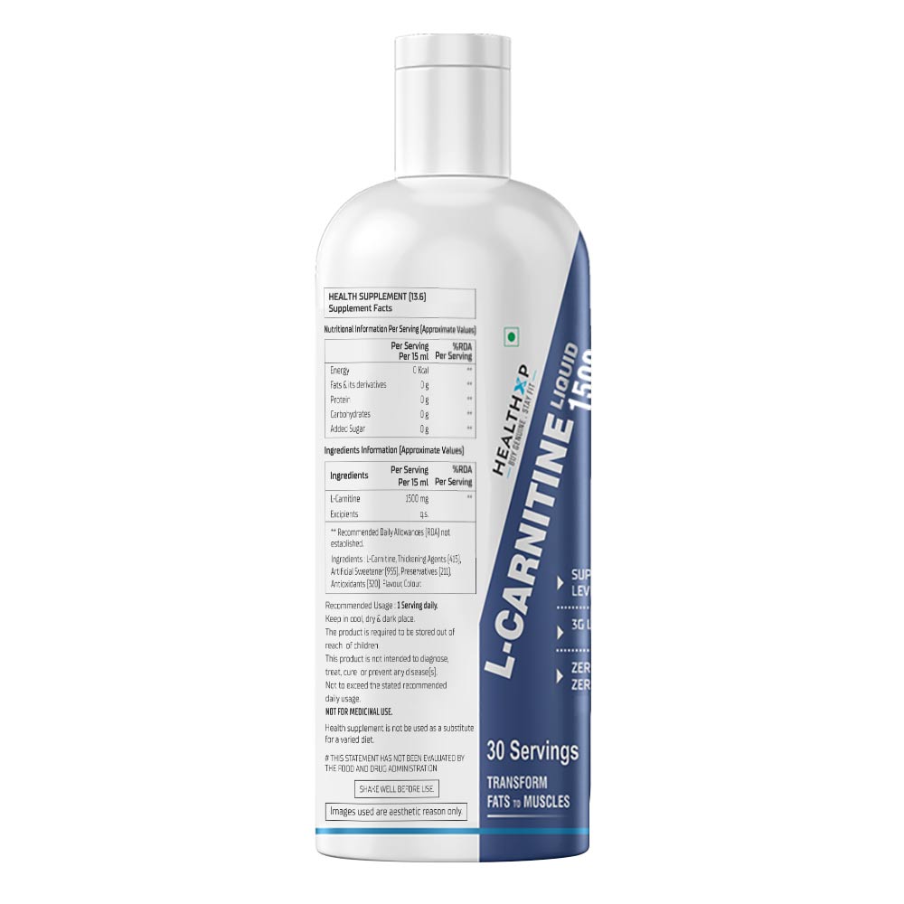 1 - HealthXP L Carnitine Liquid 1500 mg,  450 ml  Orange 